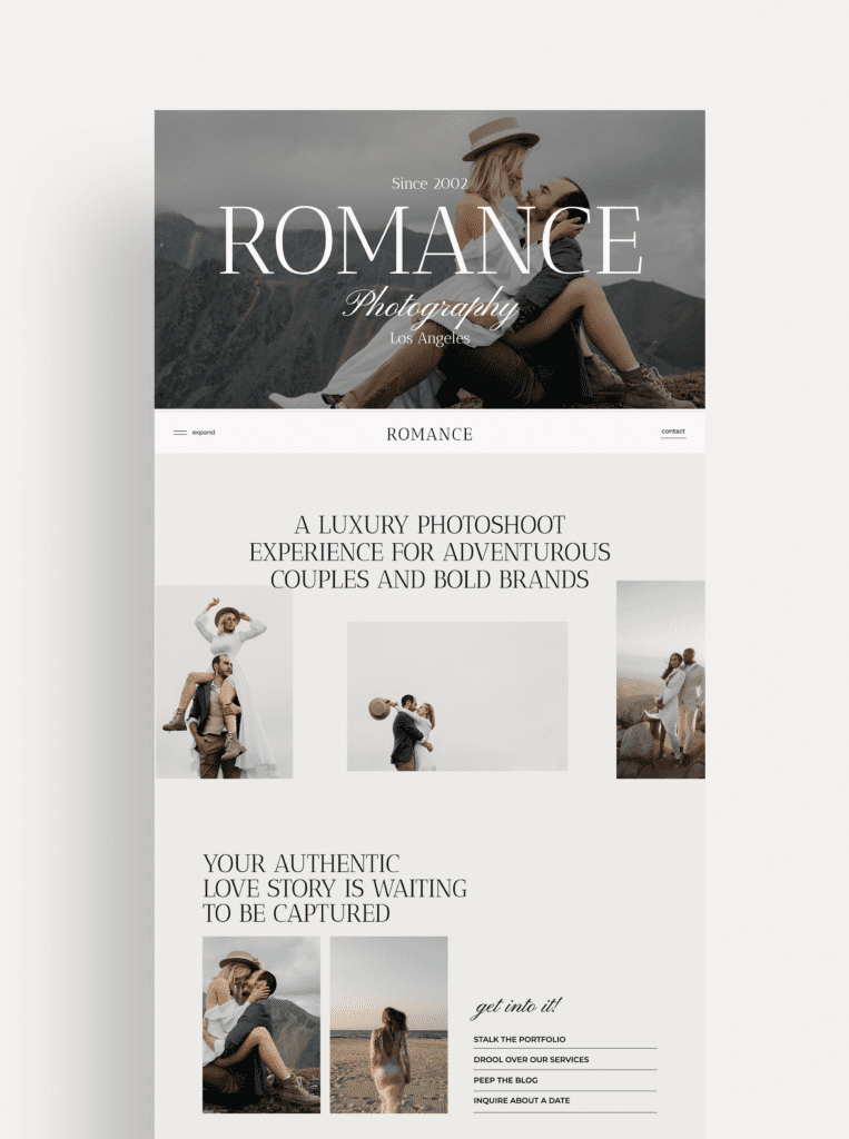 Best Showit website template for wedding photographers